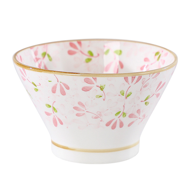 饭碗陶瓷家用高脚斗笠小碗可爱创意小清新吃饭日式5英寸餐具米饭