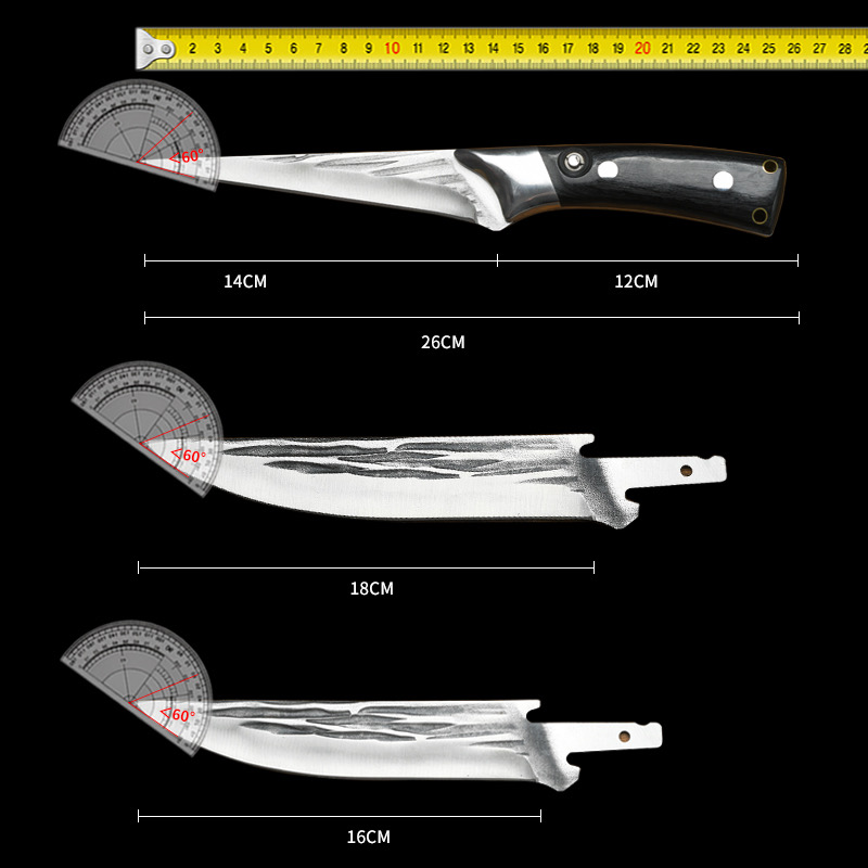 屠宰专用刀剔骨分割刀杀猪卖肉刀切肉套装可换刀片多用途刀剃毛刀-图2