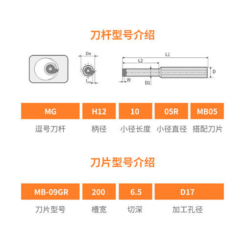 逗号槽刀杆数控小内孔深槽加工4-8mm MB 05 06 07 08 09 11刀粒 - 图2