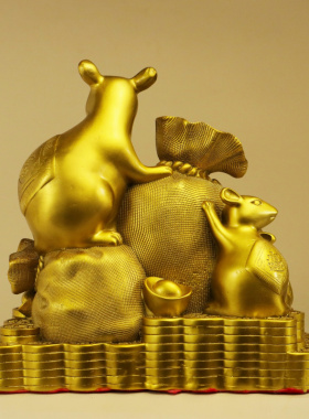 五鼠运财纯铜摆件