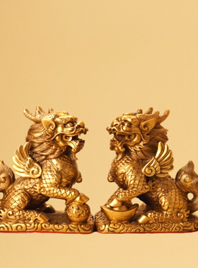 催财镇宅麒麟风水装饰摆件送子