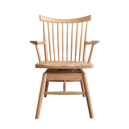 出口日本纯实木转椅餐椅家用扶手书桌椅北欧电脑椅子创意靠背椅子 - 图3