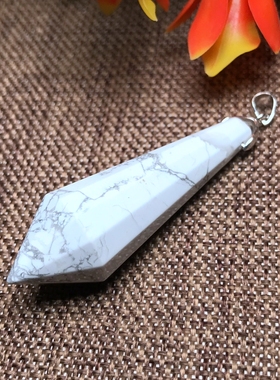 天然白松石灵摆吊坠单尖挂坠项坠