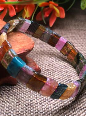 天然碧玺手牌彩虹水晶女款糖果色