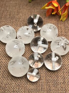 天然白水晶三通原石打磨佛珠配件