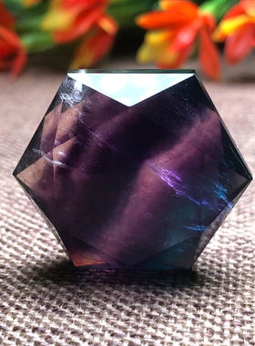 天然萤石六芒星灵摆吊坠项坠礼物