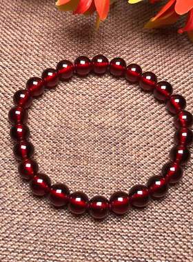 天然橙色石榴石手链女款单圈礼物