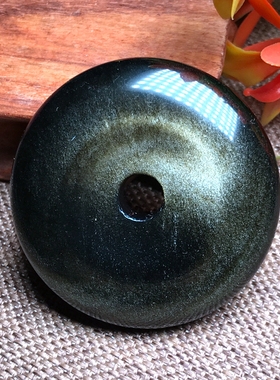 天然金曜石平安扣吊坠民族风大号