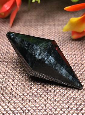 天然银曜石双尖灵摆吊坠银耀切面