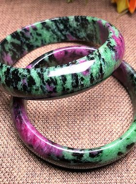 天然红绿宝手镯原矿切割女款手环