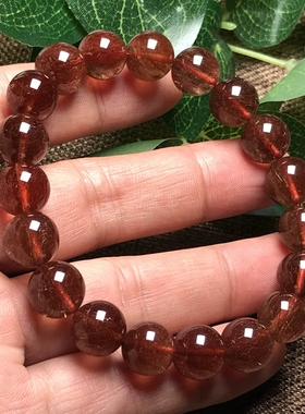 天然红发晶手链原色单圈女款手串