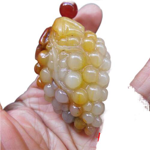 定制新款促销黄龙玉俏色硕果累累手把件玉石手玩物黄蜡石玉佩摆件 - 图3