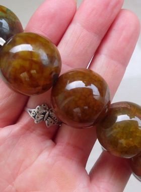 新款促销龙纹玛瑙圆珠男士手串