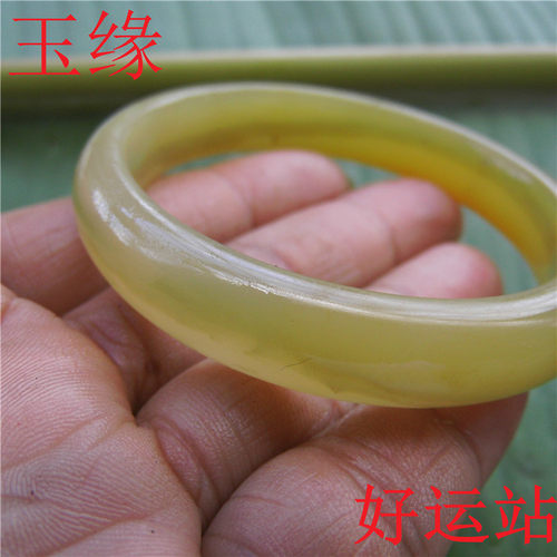 云南黄龙玉女生玉手镯玉石时尚贵妃玉镯子黄蜡石手链精美手饰收藏 - 图1