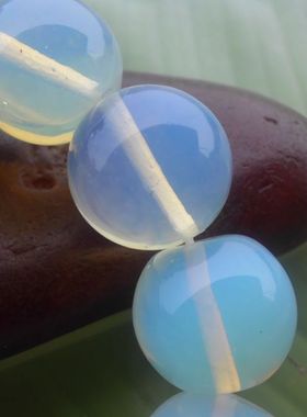 蛋白石水晶手串月光宝石圆珠手饰