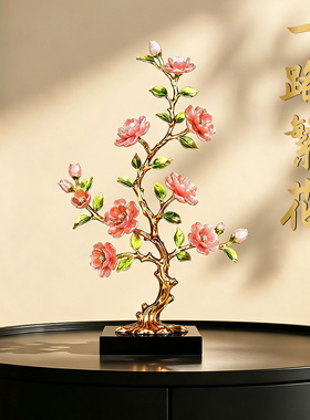 轻奢合金花开富贵花树摆件