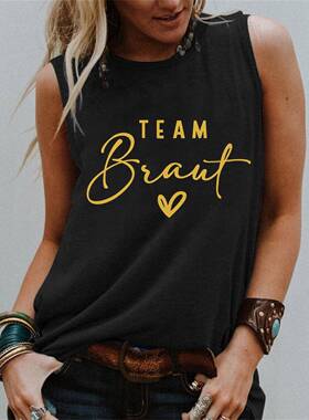 Women's Casual Loose Fit Vest Tops Car Letter Print Soft