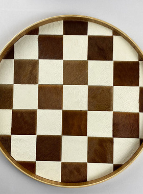 马毛摆件收纳棕色简约圆形托盘