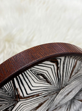 椭圆原创设计马毛托盘菱形千眼桌面玄关收纳整理装饰摆件木盘复古