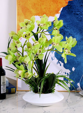 蝴蝶兰仿真花套装假花蕙兰玄关