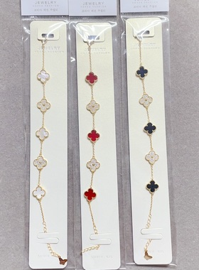 琪娅拉银饰通体S925纯银四叶草时尚手链女百搭气质优雅潮