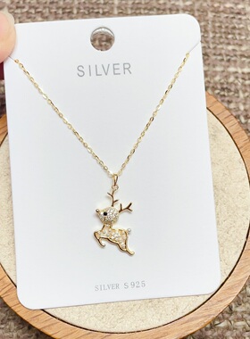 闪亮银饰通体S925纯银微镶珍珠花朵蝴蝶结蝴蝶小熊爱心项链女