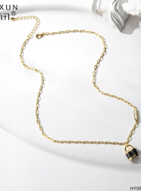 美讯饰品新款金属纹路冷淡风小包小锁时尚休闲项链女百搭个性小众