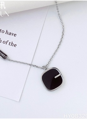 美讯饰品新款字母G黑色板材小方片时尚休闲项链女个性冷淡风潮