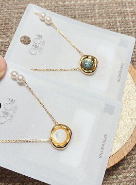 古丽古丽银饰新款通体S925纯银虎眼石贝壳珍珠时尚锁骨项链女百搭