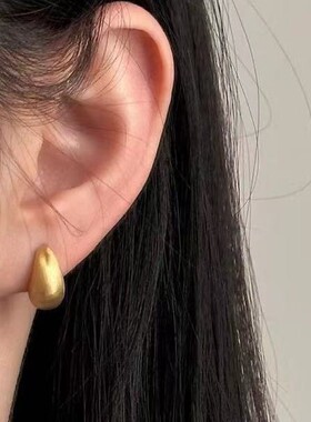 水滴金属拉丝c型耳钉女轻奢高级感港风耳环爆款简约耳饰