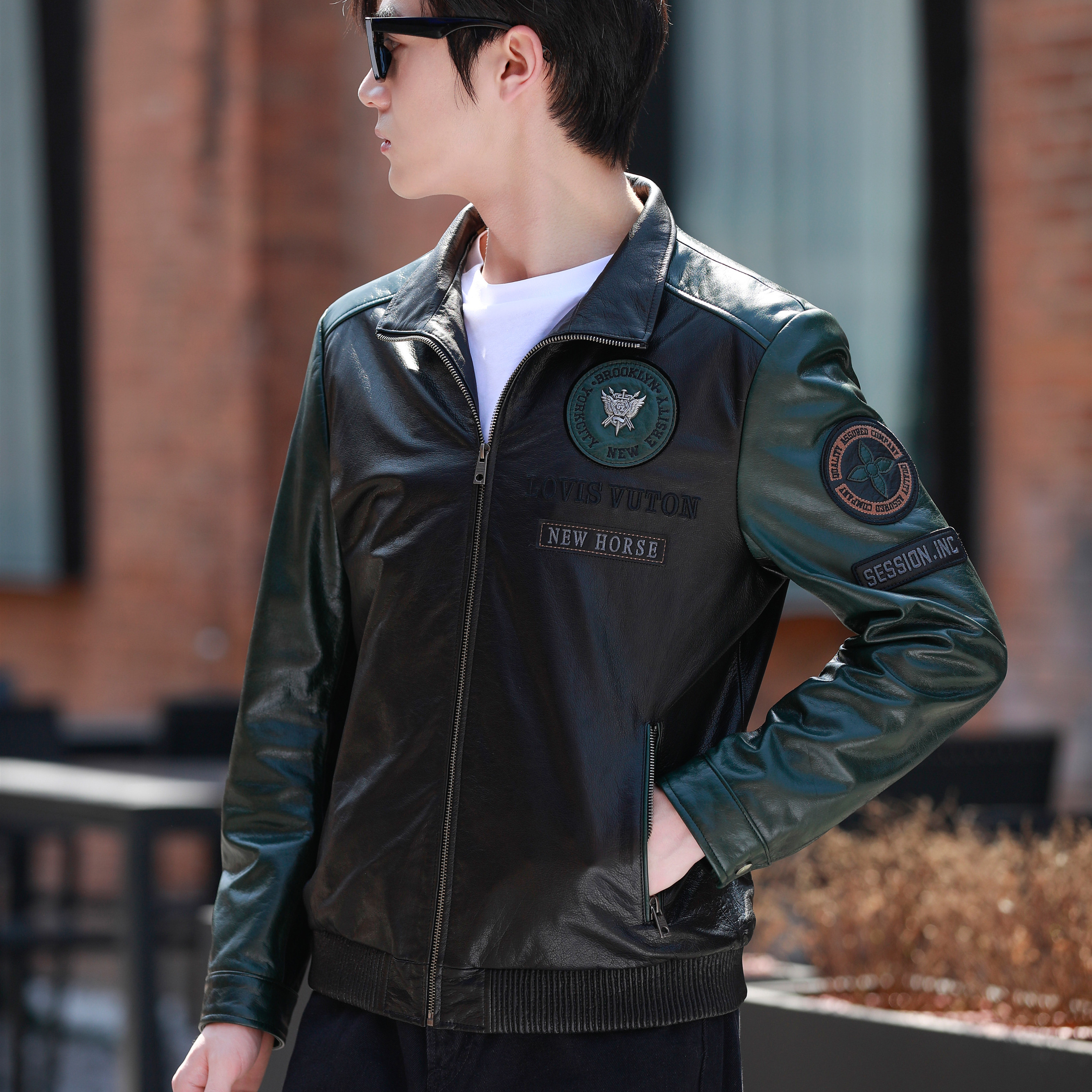 皮衣外套男款2025新款机车夹克牛皮外套男立领皮夹克真皮短款潮流,淘宝优惠券,粉丝福利购,淘宝优惠卷