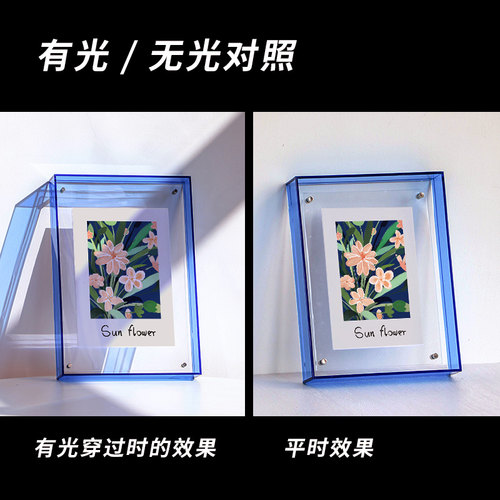 华鸿彩色亚克力画框透明相框摆台A4照片海报装裱框挂墙艺术墙 - 图2