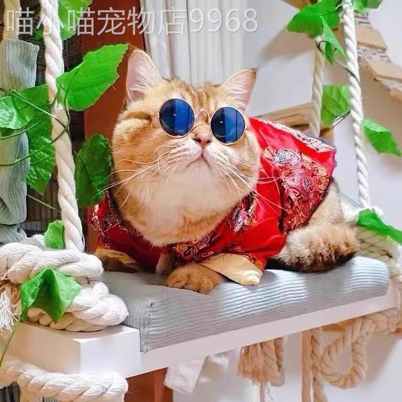 猫宠城咪衣服秋新年喜庆唐装偶英布狗短美短幼猫宠物狗冬季保暖防 - 图0