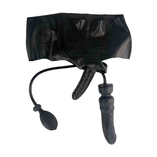 MONNIK乳胶内裤黑色棒状拉伸内裤女猫装恋物派对角色扮演手工制作 - 图1