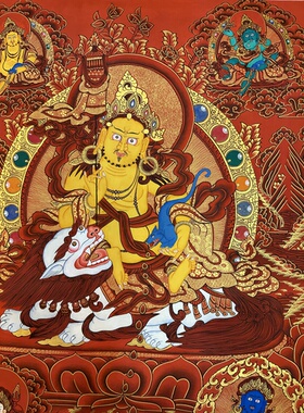 财宝天王唐卡佛像画像玄关画藏传财神唐卡客厅佛堂佛像画五方财神