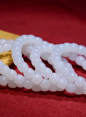 新疆和田白玉直切8×9老型珠手串女款手链