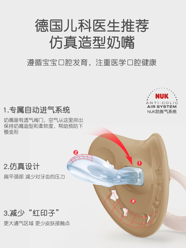 NUK印花硅胶安抚奶嘴安睡神器哄娃专用柔软德国进口0-6-18个月-图1