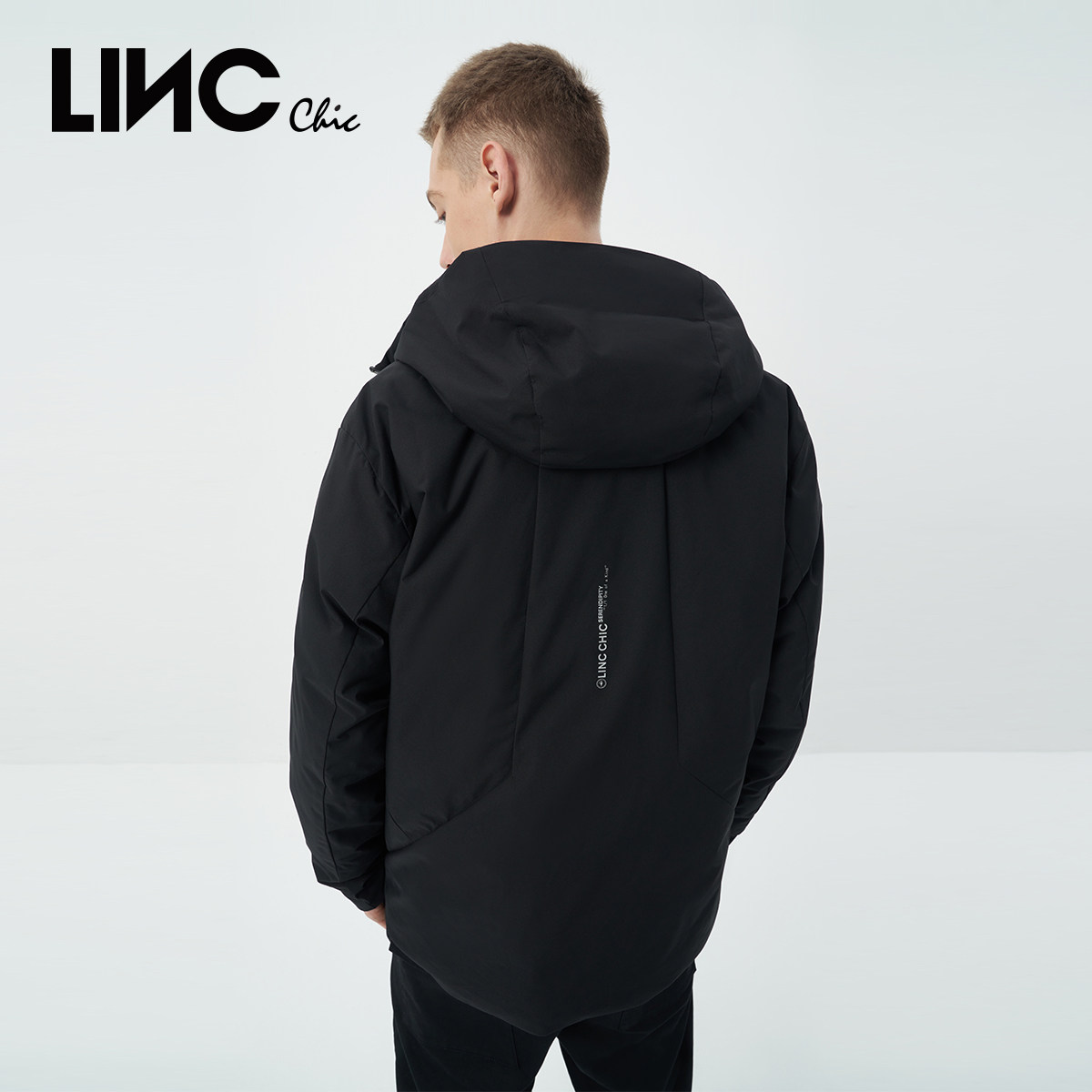 LINCCHIC金羽杰羽绒服男机能感连帽轻暖短款男士羽绒服N22801103