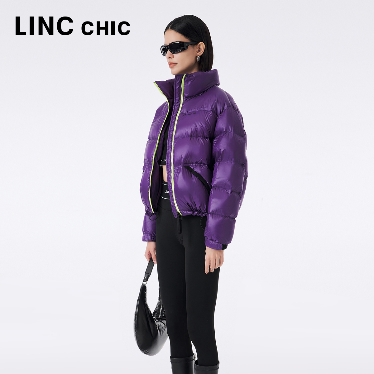 LINCCHIC金羽杰羽绒服女短款2023秋冬款超轻立领面包服Y23801296