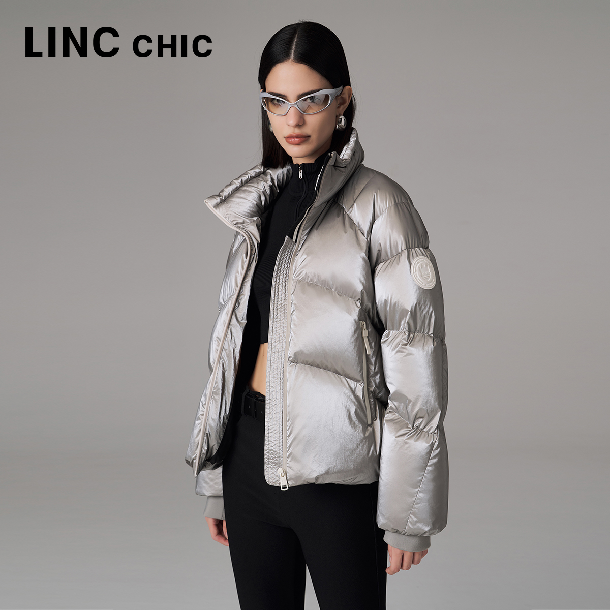 LINCCHIC金羽杰羽绒服女短款2023秋冬季官方正品面包服Y23801238