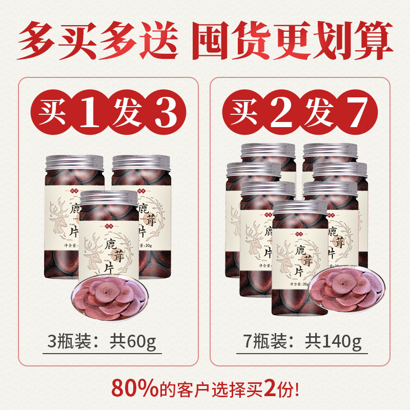 买2发7瓶鹿茸片干角片旗舰店干片 同芙鹿茸片