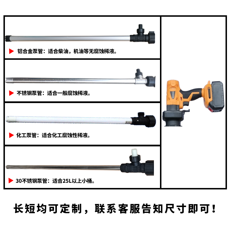 手提充电式抽油泵锂电池插桶抽油器自吸耐腐不锈钢电动油抽子户外-图1