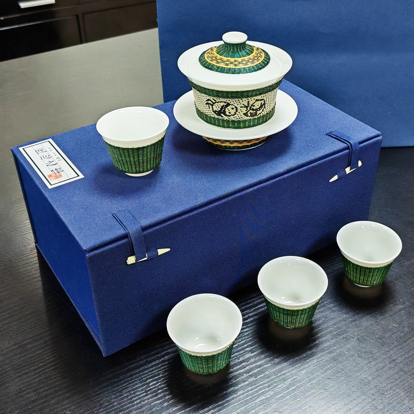 熊猫竹编茶具盖碗套装非遗竹丝扣瓷茶杯四川特色成都非遗礼物包邮,淘宝优惠券,粉丝福利购,淘宝优惠卷