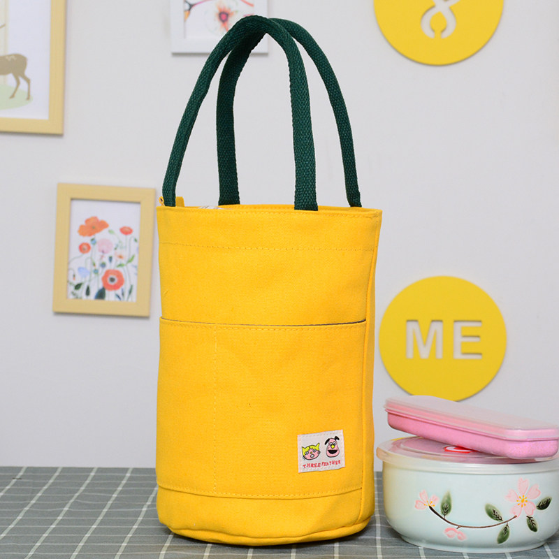 饭盒手提袋圆形装碗的包手提包便当包圆筒小巧帆布饭盒袋拎带饭包,淘宝优惠券,粉丝福利购,淘宝优惠卷