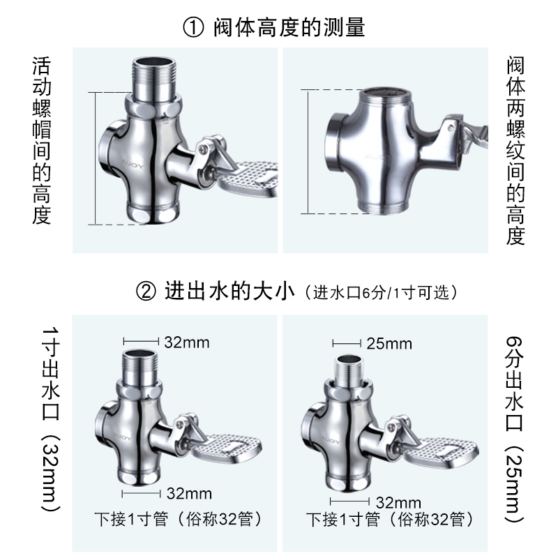 脚踩式冲水阀脚踏式冲洗阀开关卫生间大便蹲便器脚踏阀延时阀厕所 - 图2