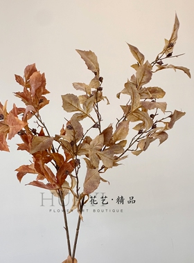 仿真花秋叶枝条装饰摆件家居插花造景植物桉树叶乌桕叶尤加利枯叶