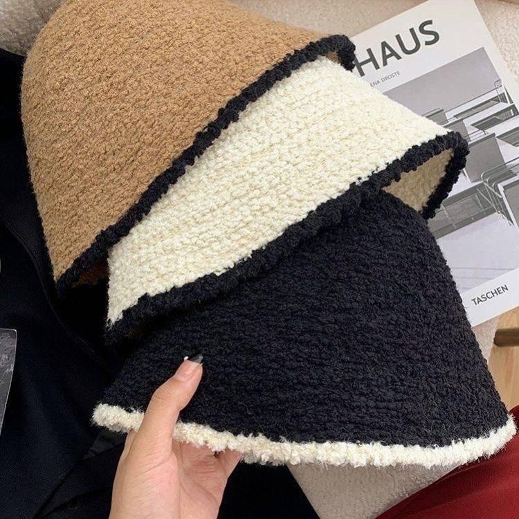 帽子女冬季2025新款黑色针织毛绒水桶帽日系秋冬百搭显脸小渔夫帽,淘宝优惠券,粉丝福利购,淘宝优惠卷