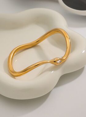 欧美小众钛钢白钻蛇手镯不掉色