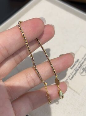 新款法国红绳18k金可叠戴薰衣紫手绳手链女轻奢小众精致幸运半绳