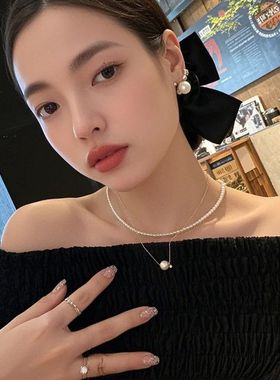 baby珠迷你强光细珍珠项链女款锁骨链轻奢ins小众设计高级感颈链